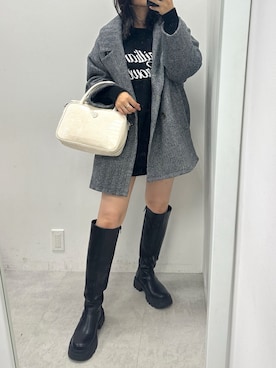 「OLIVE des OLIVE（オリーブデオリーブ）のロゴジャガードチュニックニット　1032050120（ニット/セーター）」を使った、s13_oliveさん（レディース・158cm）の秋コーディネート