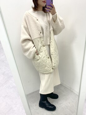 「OLIVE des OLIVE（オリーブデオリーブ）のアイテム（ノーカラーコート）」を使った、s13_oliveさん（レディース・158cm）の冬コーディネート