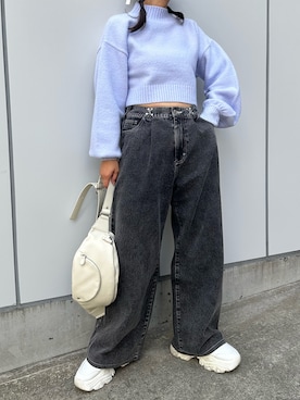 「カラー×コーデ」｜「アイテム（ボディバッグ/ウエストポーチ）」を使った、s13_oliveさん（レディース・158cm）の秋コーディネート