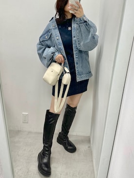 「OLIVE des OLIVE（オリーブデオリーブ）のアイテム（デニムジャケット）」を使った、s13_oliveさん（レディース・158cm）の春コーディネート