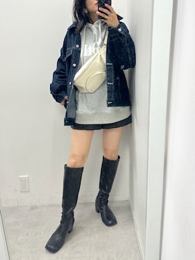 「OLIVE des OLIVE（オリーブデオリーブ）のアイテム（デニムジャケット）」を使った、s13_oliveさん（レディース・158cm）の夏コーディネート
