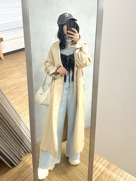 「OLIVE des OLIVE（オリーブデオリーブ）のアイテム（トレンチコート）」を使った、s13_oliveさん（レディース・158cm）の冬コーディネート