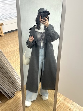 「OLIVE des OLIVE（オリーブデオリーブ）のアイテム（ステンカラーコート）」を使った、s13_oliveさん（レディース・158cm）の冬コーディネート