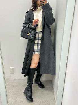 「OLIVE des OLIVE（オリーブデオリーブ）のアイテム（ステンカラーコート）」を使った、s13_oliveさん（レディース・158cm）の冬コーディネート