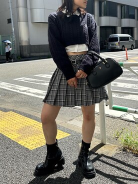 「ケーブルニット」｜「アイテム（キャップ）」を使った、s13_oliveさん（レディース・158cm）の秋コーディネート