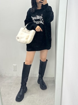 「OLIVE des OLIVE（オリーブデオリーブ）のロゴジャガードチュニックニット　1032050120（ニット/セーター）」を使った、s13_oliveさん（レディース・158cm）の秋コーディネート