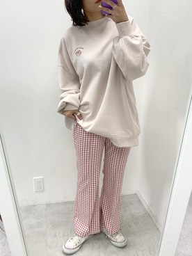 「チェック柄に恋してる」｜「アイテム（スウェット）」を使った、s13_oliveさん（レディース・158cm）の冬コーディネート