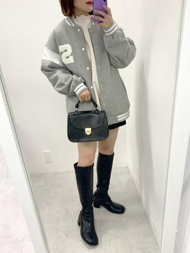 「OLIVE des OLIVE（オリーブデオリーブ）のアイテム（スタジャン）」を使った、s13_oliveさん（レディース・158cm）の冬コーディネート