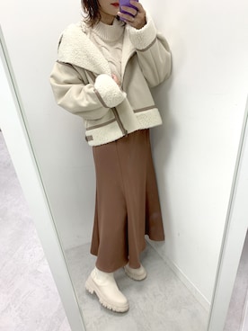「OLIVE des OLIVE（オリーブデオリーブ）のアイテム（ライダースジャケット）」を使った、s13_oliveさん（レディース・158cm）の秋コーディネート