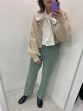 「ボウタイ」｜「アイテム（スラックス）」を使った、s13_oliveさん（レディース・158cm）の秋コーディネート