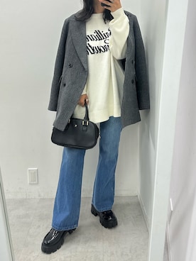 「OLIVE des OLIVE（オリーブデオリーブ）のロゴジャガードチュニックニット　1032050120（ニット/セーター）」を使った、s13_oliveさん（レディース・158cm）の秋コーディネート