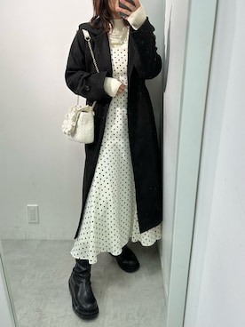 「OLIVE des OLIVE（オリーブデオリーブ）のアイテム（ステンカラーコート）」を使った、s13_oliveさん（レディース・158cm）の冬コーディネート