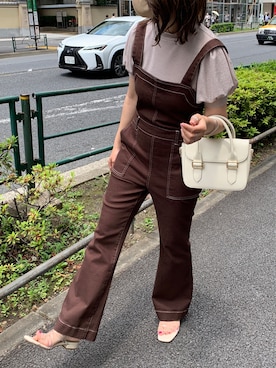 「OLIVE des OLIVE（オリーブデオリーブ）のアイテム（オールインワン・サロペット）」を使った、s13_oliveさん（レディース・158cm）の夏コーディネート