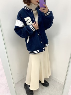 「OLIVE des OLIVE（オリーブデオリーブ）のアイテム（スタジャン）」を使った、s13_oliveさん（レディース・158cm）の冬コーディネート