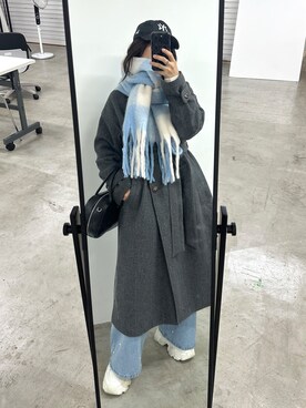 「OLIVE des OLIVE（オリーブデオリーブ）のアイテム（ステンカラーコート）」を使った、s13_oliveさん（レディース・158cm）の冬コーディネート