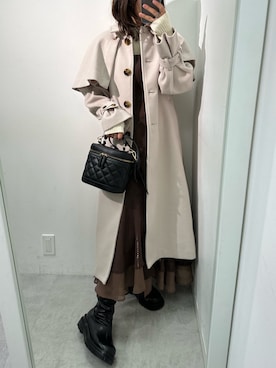 「OLIVE des OLIVE（オリーブデオリーブ）のアイテム（ステンカラーコート）」を使った、s13_oliveさん（レディース・158cm）の冬コーディネート