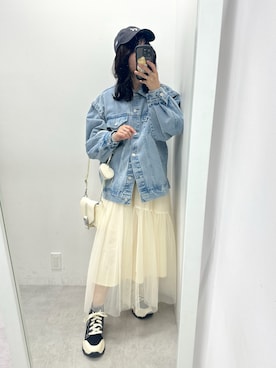 「OLIVE des OLIVE（オリーブデオリーブ）のアイテム（デニムジャケット）」を使った、s13_oliveさん（レディース・158cm）の春コーディネート