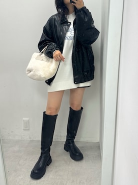 「チュニック」｜「アイテム（ブルゾン）」を使った、s13_oliveさん（レディース・158cm）の秋コーディネート