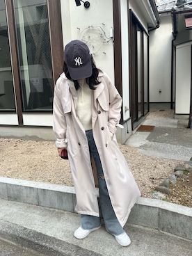 「OLIVE des OLIVE（オリーブデオリーブ）のアイテム（トレンチコート）」を使った、s13_oliveさん（レディース・158cm）の冬コーディネート