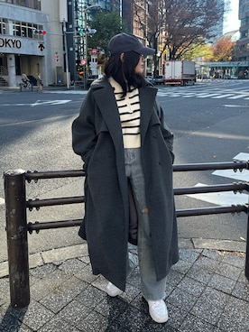 「OLIVE des OLIVE（オリーブデオリーブ）のアイテム（ステンカラーコート）」を使った、s13_oliveさん（レディース・158cm）の冬コーディネート