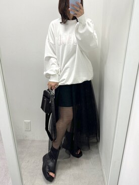 「スクエアトゥ」｜「アイテム（スウェット）」を使った、s13_oliveさん（レディース・158cm）の冬コーディネート