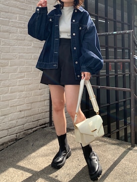 「OLIVE des OLIVE（オリーブデオリーブ）のアイテム（デニムジャケット）」を使った、s13_oliveさん（レディース・158cm）の春コーディネート