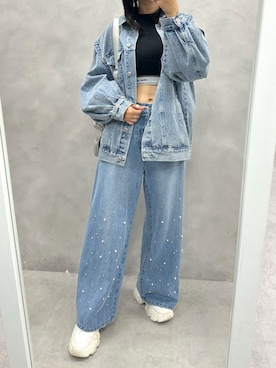 「OLIVE des OLIVE（オリーブデオリーブ）のアイテム（デニムジャケット）」を使った、s13_oliveさん（レディース・158cm）の秋コーディネート