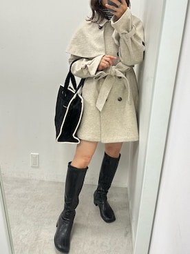「ケープコート」｜「アイテム（ステンカラーコート）」を使った、s13_oliveさん（レディース・158cm）の秋コーディネート