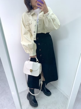 「OLIVE des OLIVE（オリーブデオリーブ）のアイテム（デニムジャケット）」を使った、s13_oliveさん（レディース・158cm）の春コーディネート