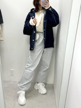 「OLIVE des OLIVE（オリーブデオリーブ）のアイテム（デニムジャケット）」を使った、s13_oliveさん（レディース・158cm）の冬コーディネート