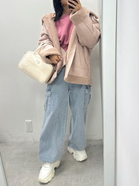 「OLIVE des OLIVE（オリーブデオリーブ）のアイテム（ムートンコート）」を使った、s13_oliveさん（レディース・158cm）の秋コーディネート