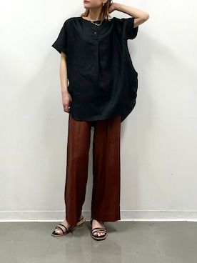 「ブラウンパンツ」｜「アイテム（サンダル）」を使った、PICCIN PRESSさん（レディース・164cm）の春コーディネート