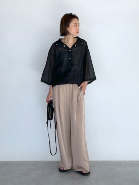 「サテンパンツ」｜「アイテム（その他アウター）」を使った、PICCIN PRESSさん（レディース・164cm）の夏コーディネート