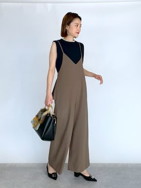 「ノースリーブニット」｜「アイテム（オールインワン・サロペット）」を使った、PICCIN PRESSさん（レディース・164cm）の秋コーディネート