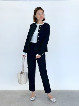 「piccin」｜「アイテム（ノーカラージャケット）」を使った、PICCIN PRESSさん（レディース・164cm）の秋コーディネート