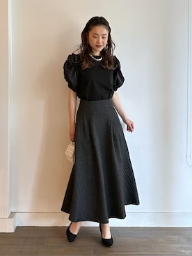 「袖ボリューム」｜「アイテム（スカート）」を使った、PICCIN PRESSさん（レディース・164cm）の春コーディネート