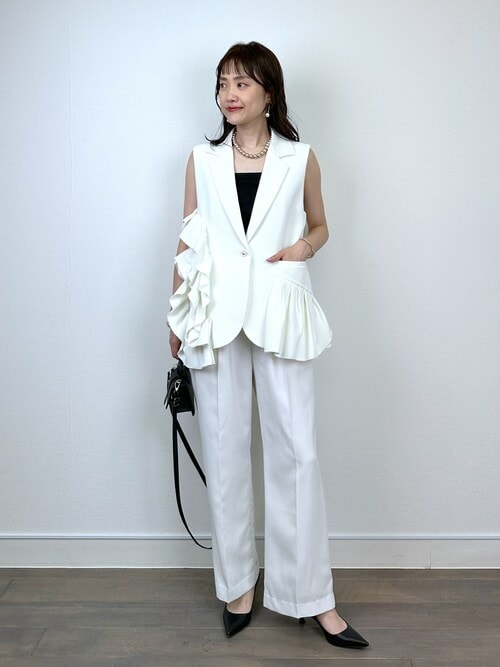 セール】【セットアップ可能】アシンメトリーフリルジレ（ベスト