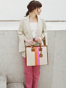 「カラー×コーデ」｜「アイテム（トートバッグ）」を使った、ayuGさん（レディース・167cm）の春コーディネート