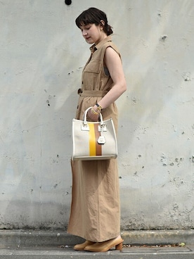 「カラー×コーデ」｜「アイテム（トートバッグ）」を使った、ayuGさん（レディース・167cm）の春コーディネート