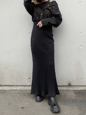「美シルエット」｜「アイテム（ワンピース/ドレス）」を使った、MURUAさん（レディース・154cm）の冬コーディネート
