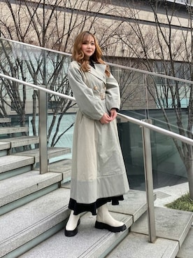 「MURUA（ムルーア）のアイテム（トレンチコート）」を使った、MURUAさん（レディース・156cm）の冬コーディネート