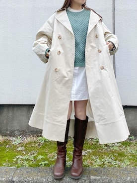 「アイボリー」｜「アイテム（トレンチコート）」を使った、MURUAさん（レディース・155cm）の冬コーディネート