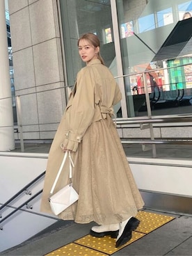 「MURUA（ムルーア）のアイテム（トレンチコート）」を使った、MURUAさん（レディース・158cm）の冬コーディネート