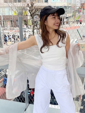 「MURUA（ムルーア）のアイテム（タンクトップ）」を使った、MURUAさん（レディース・163cm）の春コーディネート