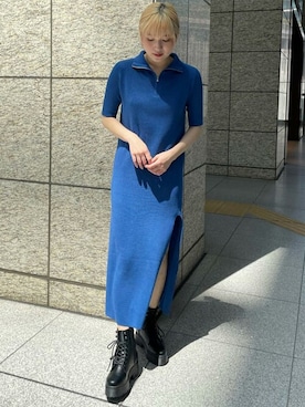 「ブルーワンピース」｜「アイテム（シューズ）」を使った、MURUAさん（レディース・159cm）の春コーディネート