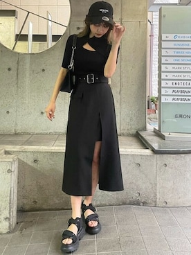 「MURUA（ムルーア）のアイテム（サンダル）」を使った、MURUAさん（レディース・163cm）の春コーディネート