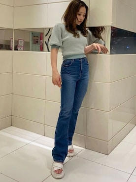 「MURUA（ムルーア）のアイテム（サンダル）」を使った、MURUAさん（レディース・156cm）の春コーディネート