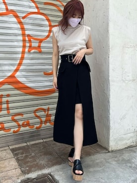 「MURUA（ムルーア）のアイテム（タンクトップ）」を使った、MURUAさん（レディース・157cm）の春コーディネート