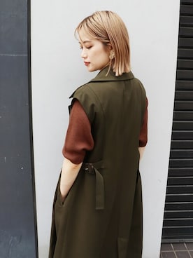 「アイテム（トレンチコート、グリーン系）」を使った、MURUAさん（レディース・158cm）の夏コーディネート