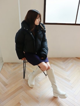 「MURUA（ムルーア）のアイテム（ダウンジャケット/コート）」を使った、MURUAさん（レディース・153cm）の夏コーディネート